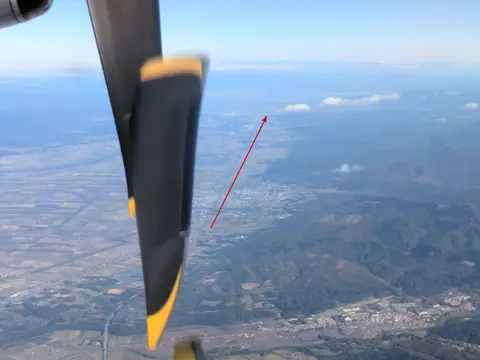 日本一長い直線道路（飛行機からの写真）