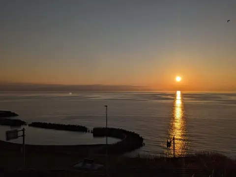 道の駅石狩あいろーど厚田 日本海に沈む夕陽